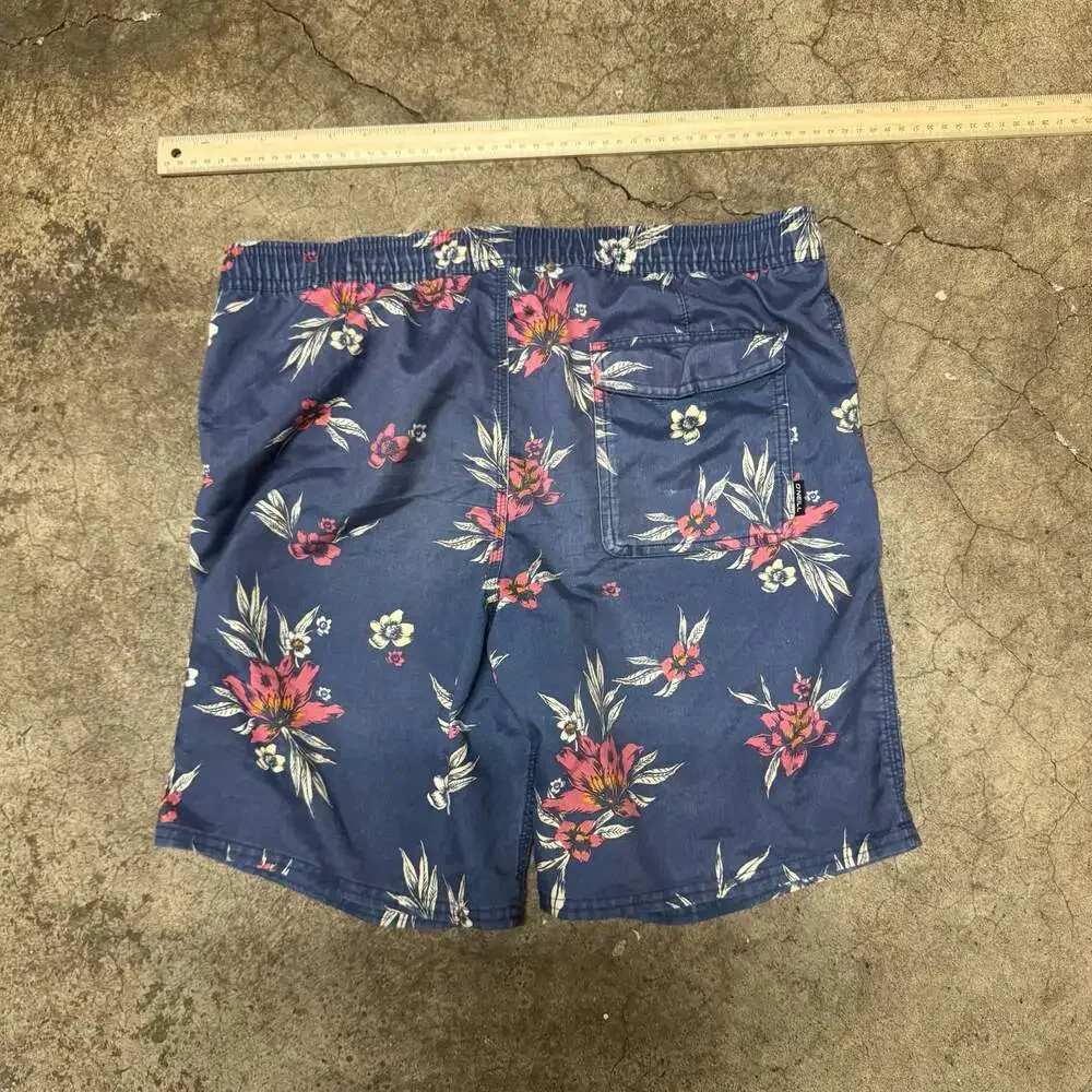 O'Neill Cruzers Men's Blue Floral Tropical Elastic Waist Swim Trunks Size S